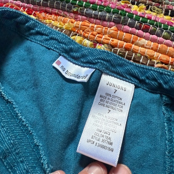 Y2K No Boundaries Teal Cotton Skirt – Size 7, Side Zipper, Lace Hem - Picture 4 of 4